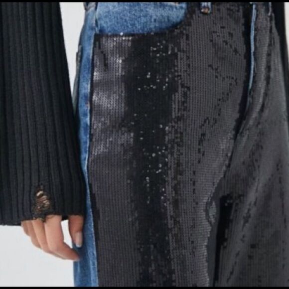Bdg urban Outfitters High + Wide High Rise Sequin Embellished Denim Jeans - Picture 4 of 10